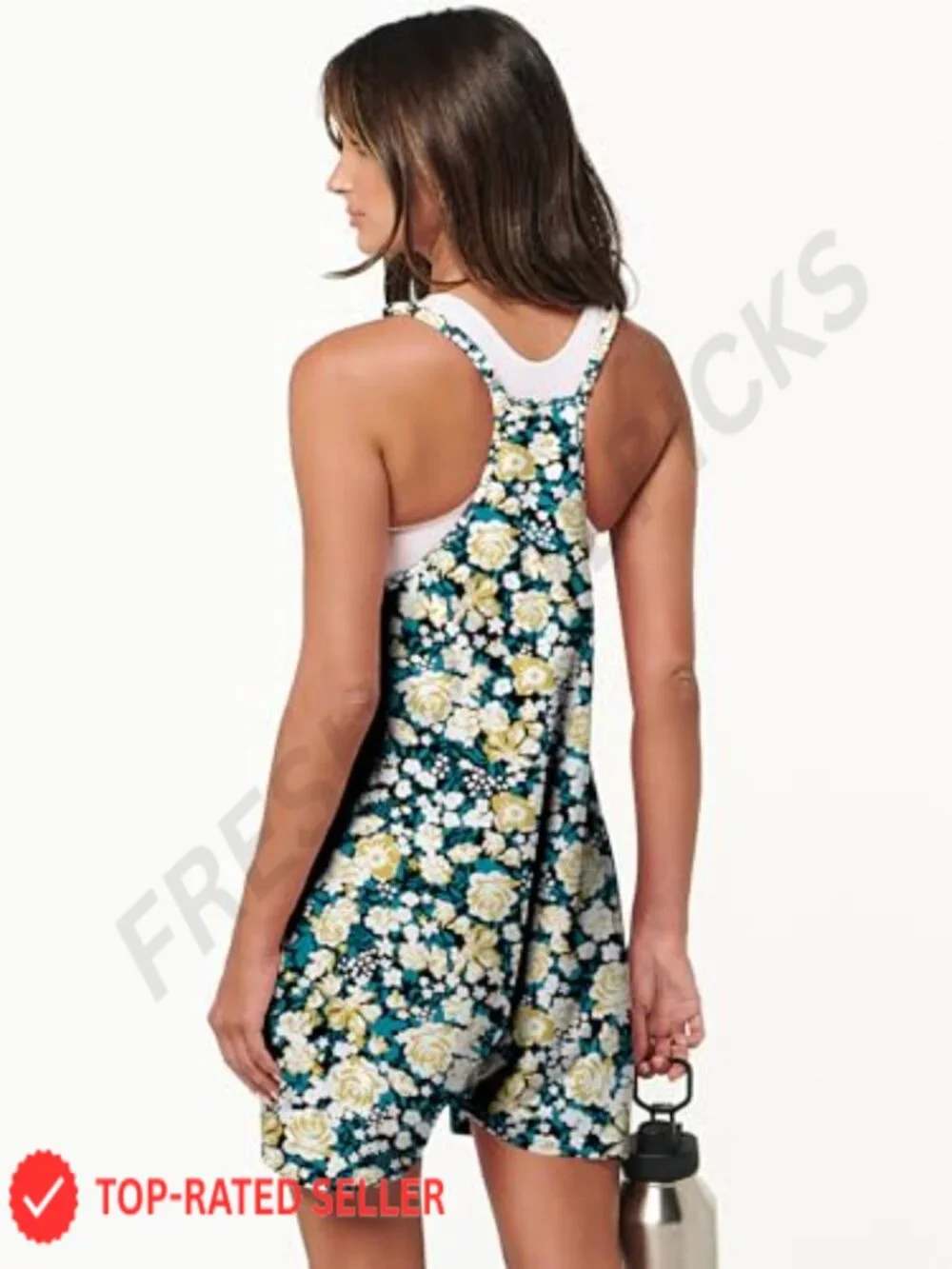Womens Loose Sleeveless Spaghetti Strap Romper Summer Casual Jumpsuit Shorts